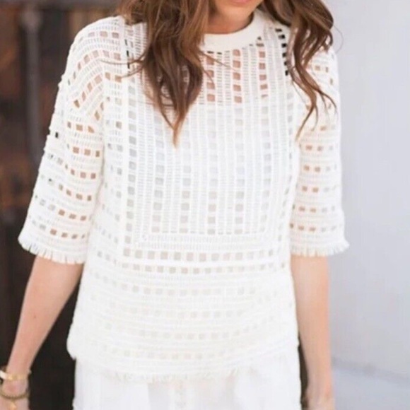 Tory Burch Tops - Tory Burch White Crochet Blouse